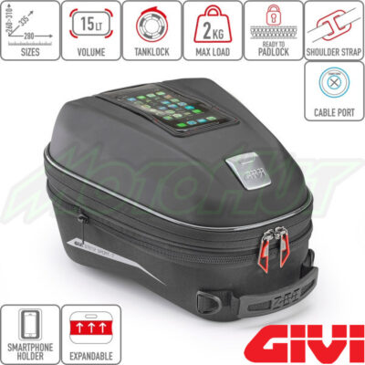 Givi ST612+ Expandable Tanklock Tank Bag (12L-15L)